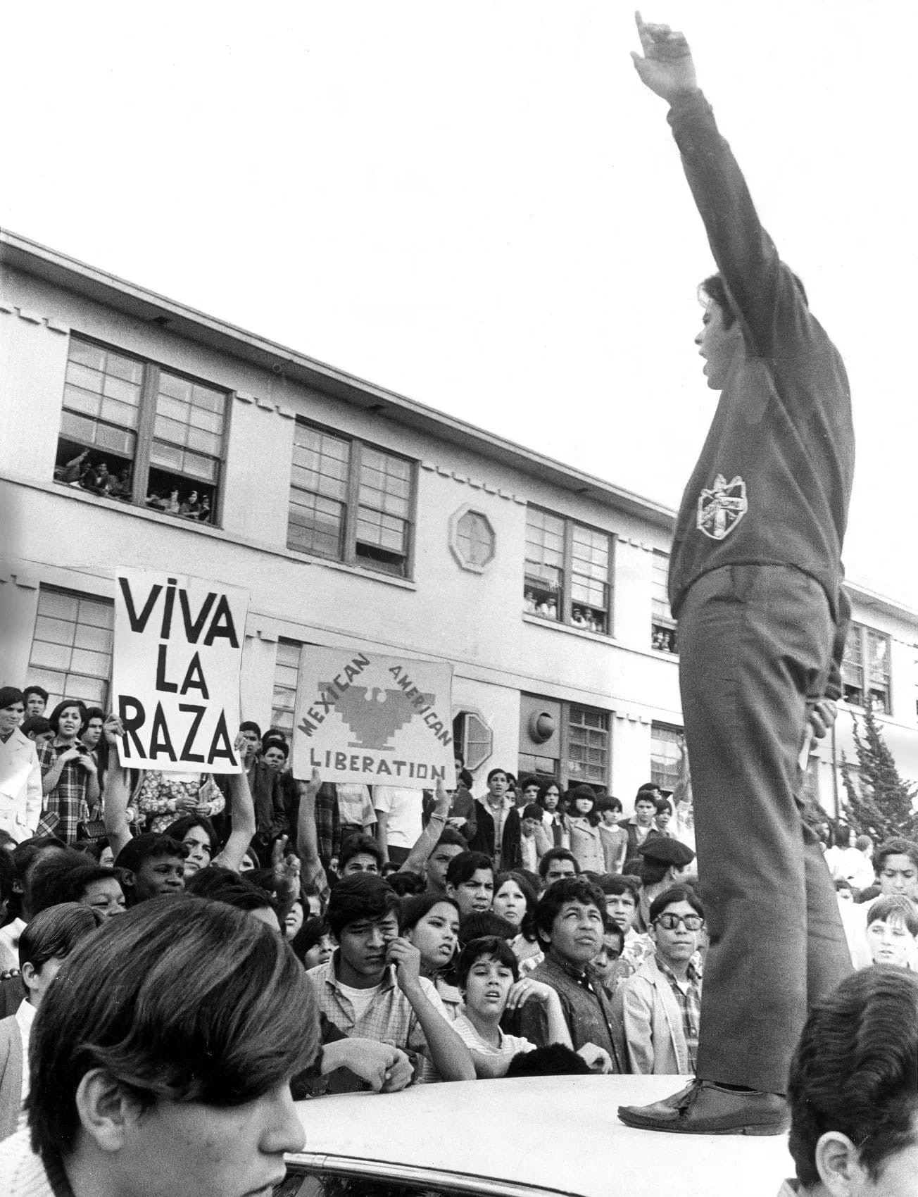 Students taking part in a Chicano school walkout and protest